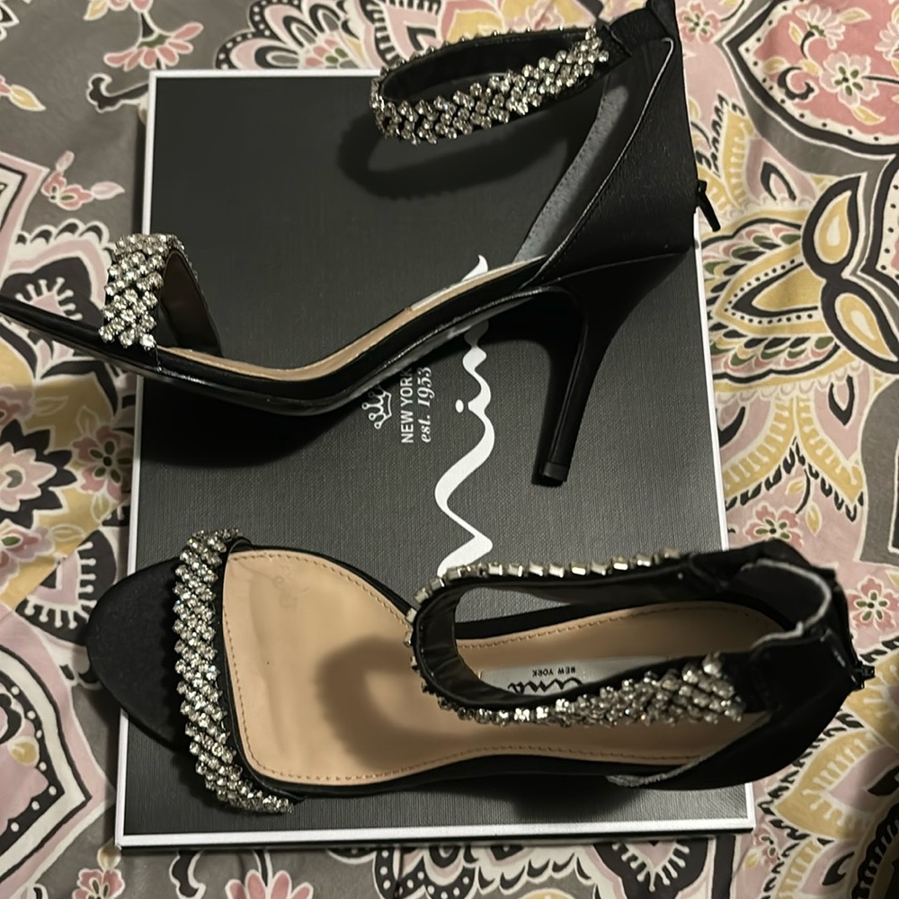 Nina black rhinestone sandals